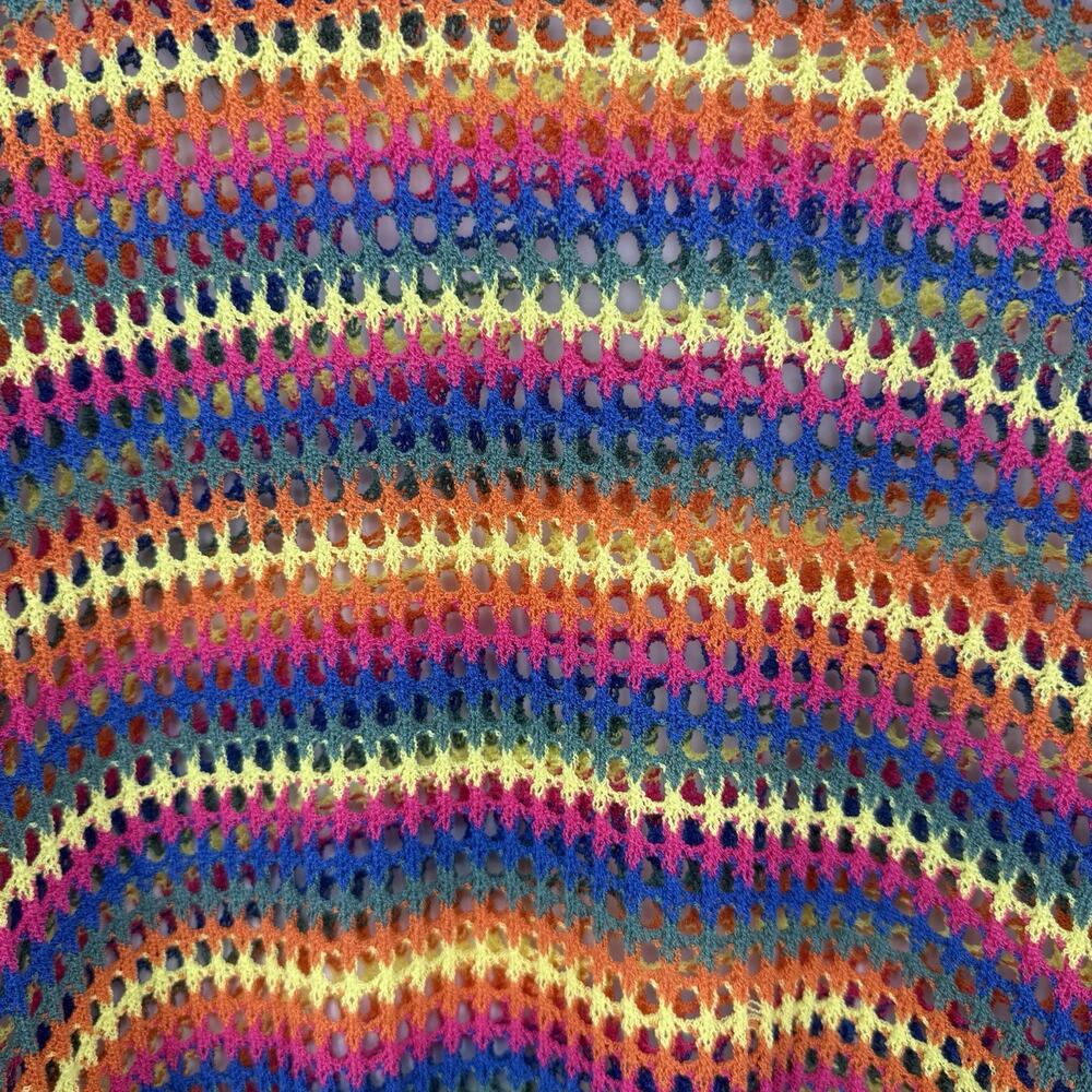 Adora Rainbow Crochet‎ Knit Sweater M Mesh Striped Neon Colorful Lgbtq+ Pride - Picture 4 of 8